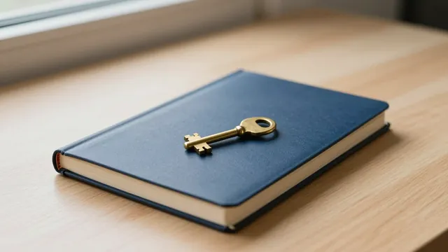 Lacivert defter üzerinde anahtar