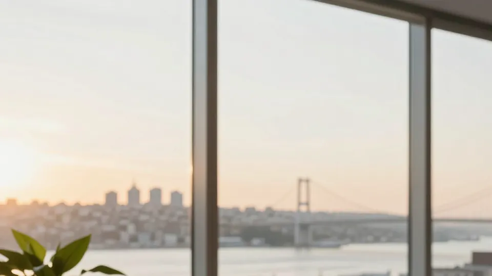 Ofis penceresinden Boğaz ve köprü manzarası